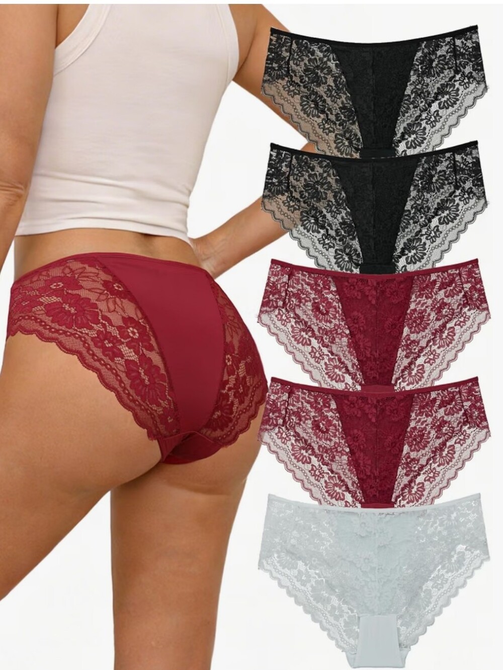 Underwear Seamless Lace Briefs for Women Bikini Panties Set